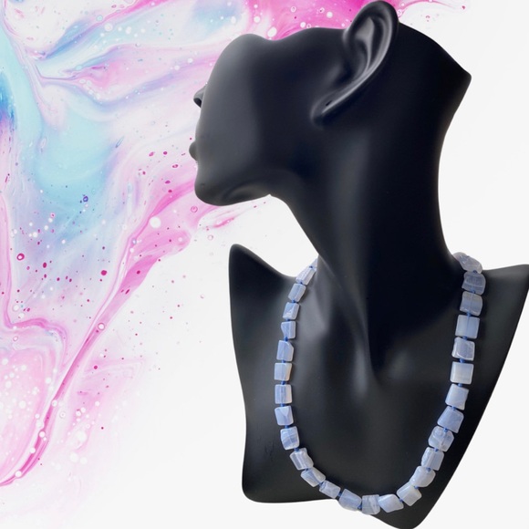 AAA Blue Lace Agate Necklace, Blue Lace Agate Necklace - Picture 2 of 2